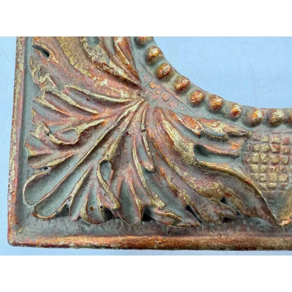 Ornate Resin Square Picture Frame Gold Bronze Floral Round Opening Decor